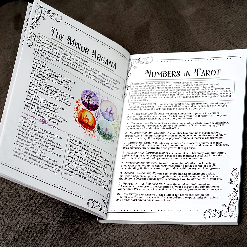 Guide du Tarot pour débutant, 106 pages, cartes, dépositions, lecture, feuilles de triche, apprentissage du tarot, compréhension du guide du Tarot