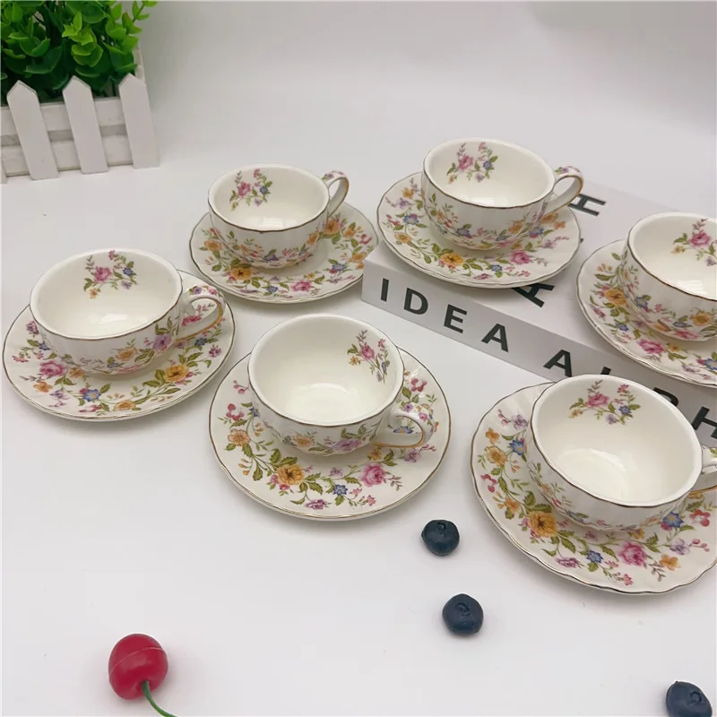 

European Style 90ml Fine Espresso Cups 6 Cups 6 Saucers High Aesthetics Afternoon Tea Ceramic Gift Box Set