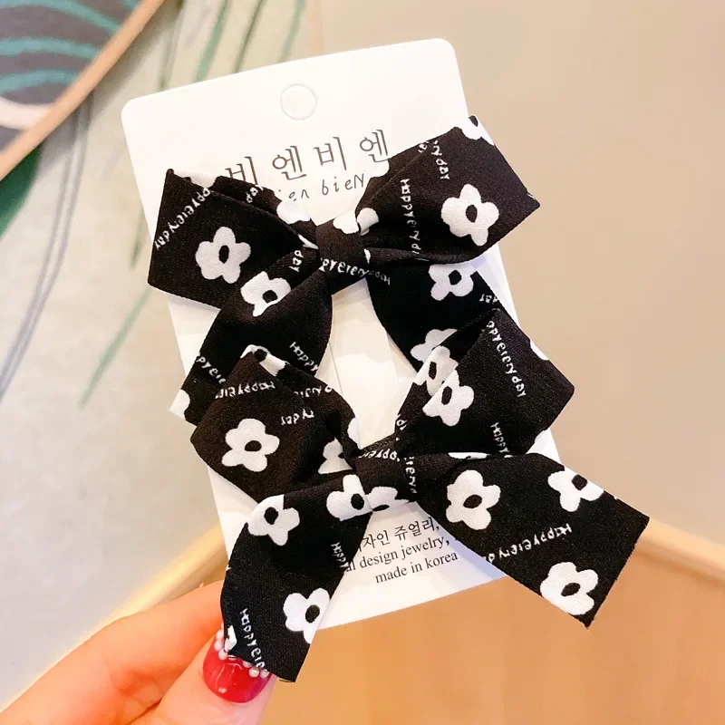 Bebê meninas grampos de cabelo impressão floral arcos pino de cabelo para crianças liberdade algodão barrette crianças verão acessórios para o cabelo 2 pçs/set