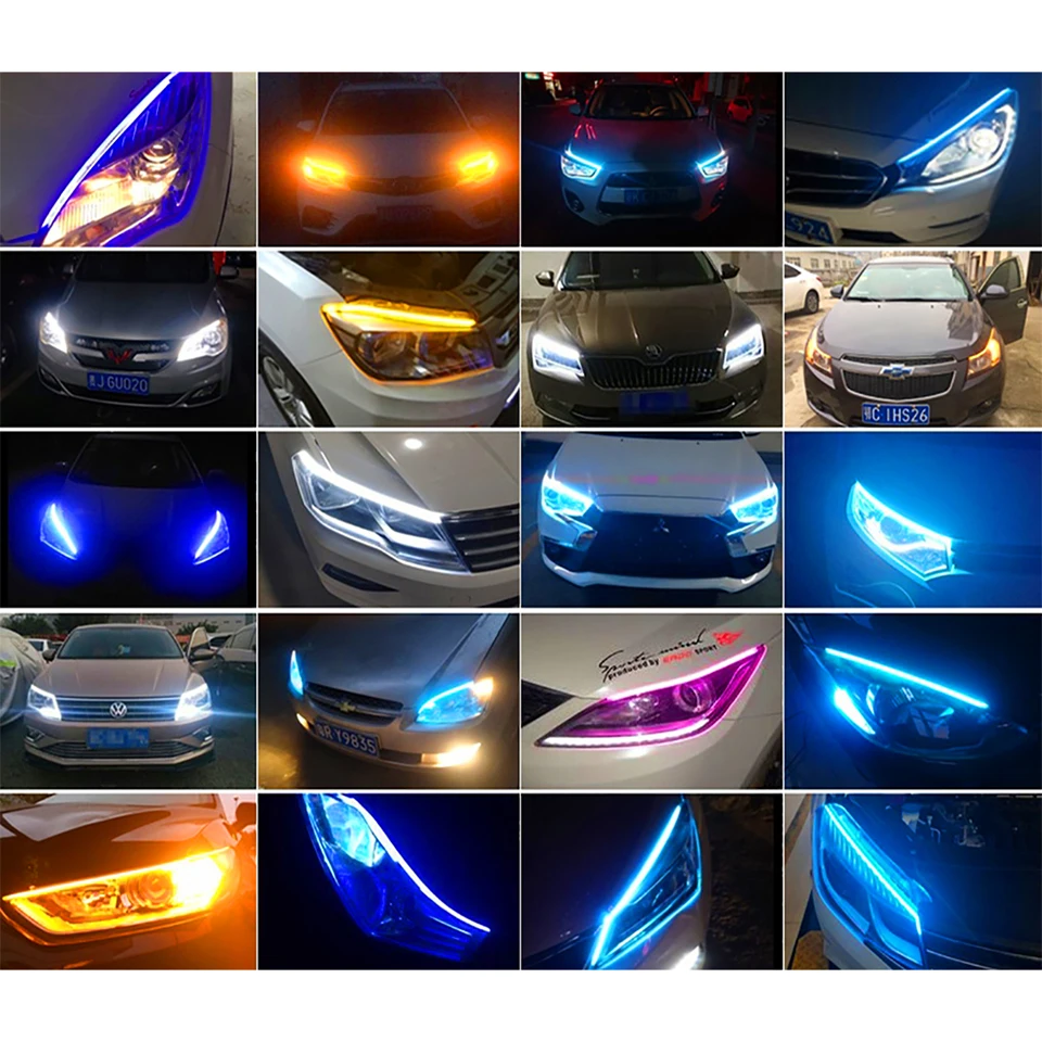 2x 2021 Newest Start-Scan LED Car DRL Daytime Running Lights Auto Flowing Turn Signal Guide Thin Strip Lamp Styling Accessories view 6