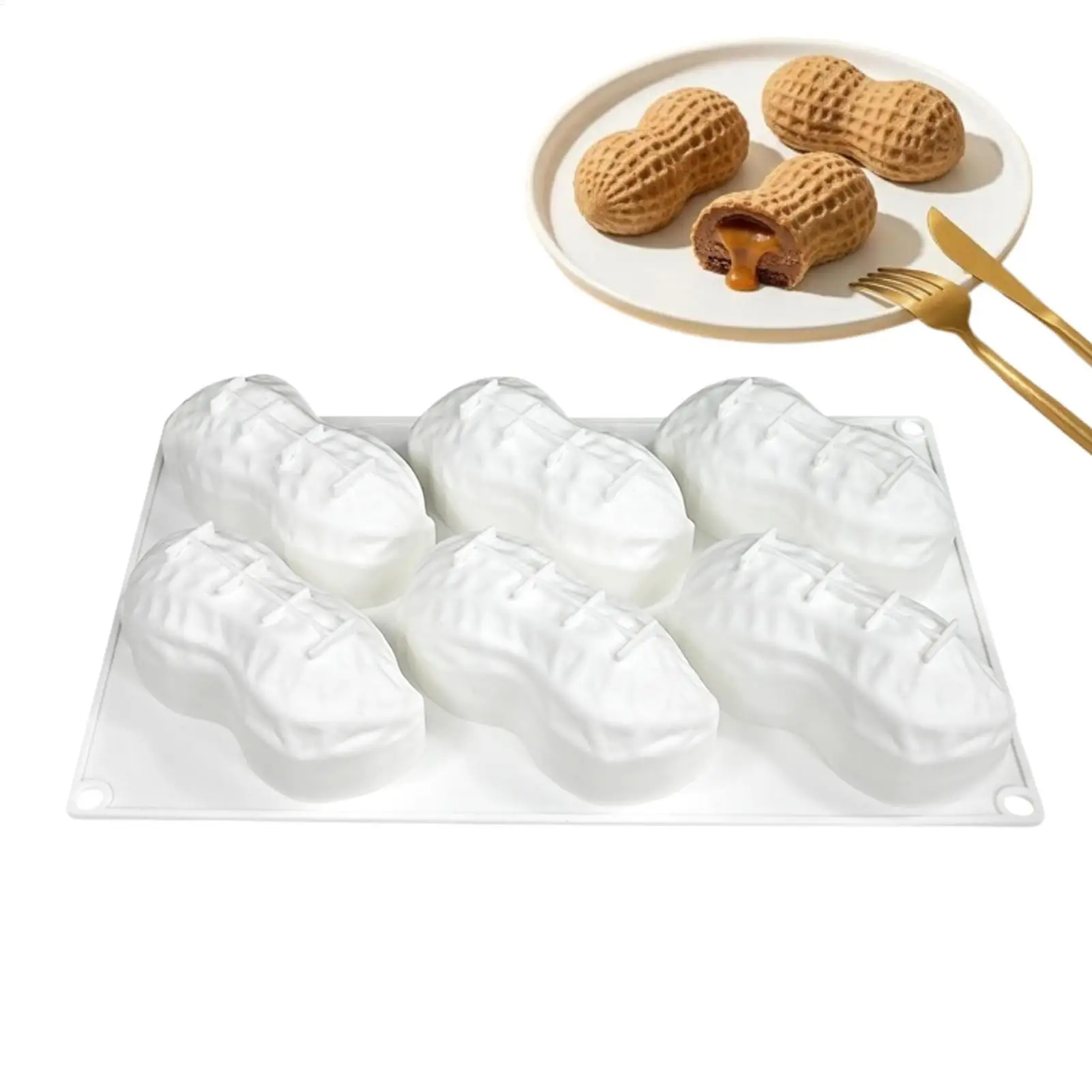 6 Cavity 3D Peanut Shaped Silicone Cake Baking Mold Sugarcraft Chocolate Cupcake Resin Tools Fondant Decorating Tools