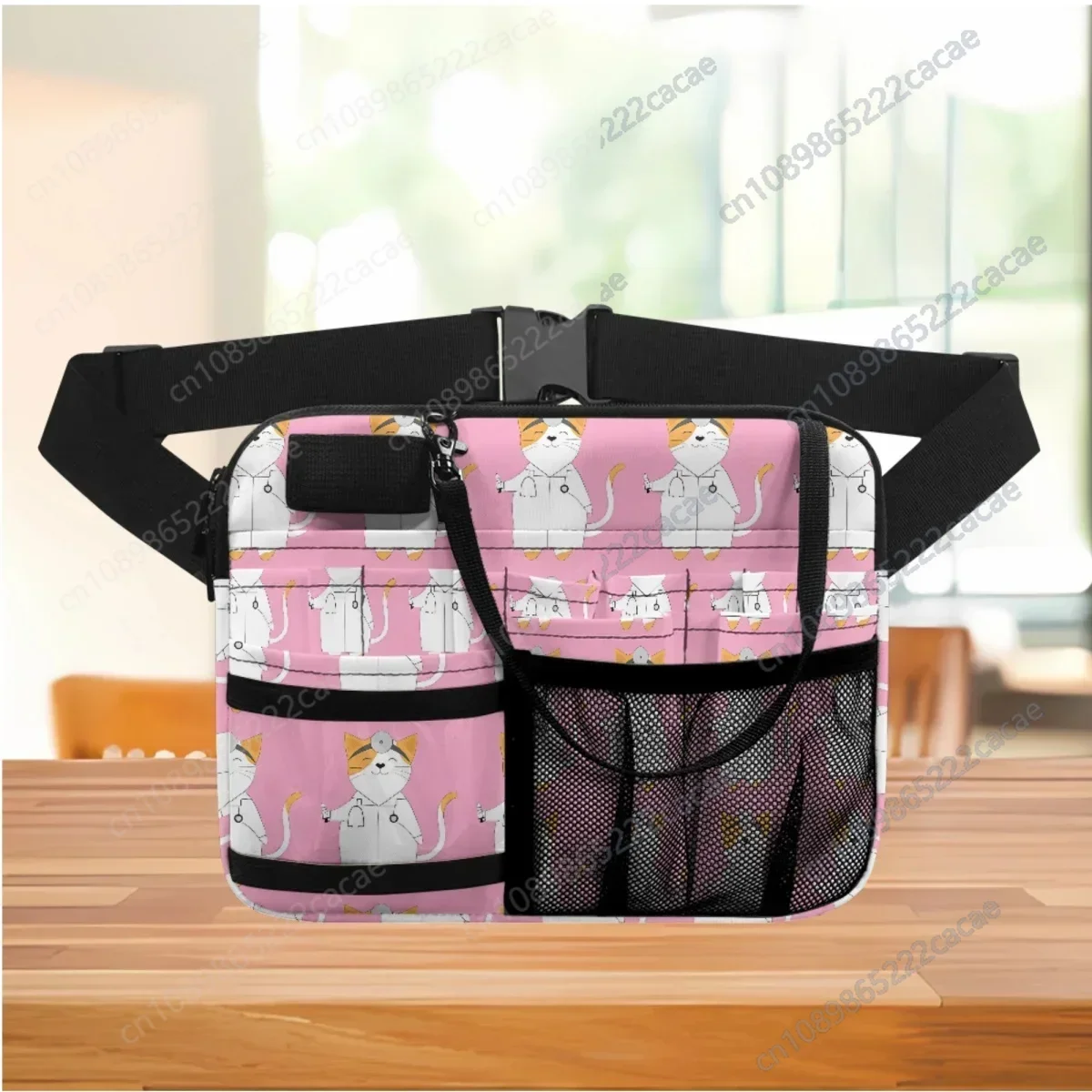 Drop Ship Pink Cute Cat Ladies Adjustable Nursing Fanny Pack Pet Lovers Gift Organizer Pouch for Physician Assistants Dentists