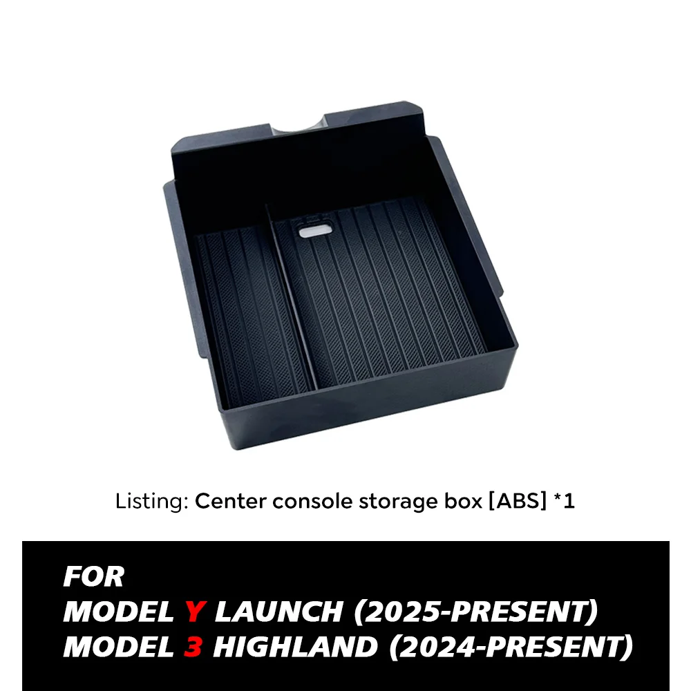 Für Tesla Neues Modell Y Launch Juniper ABS mit Silikon-Antirutschmatte Konsole & Armlehnen-Aufbewahrungsbox Oberer und Unterer Getränkehalter