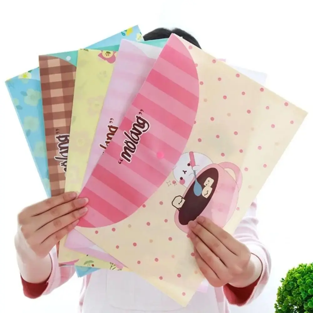 A4 Folder Snap Floral File Bag Paper Document Paper Organizer Storage Bag Office School Supplies Stationery Gift