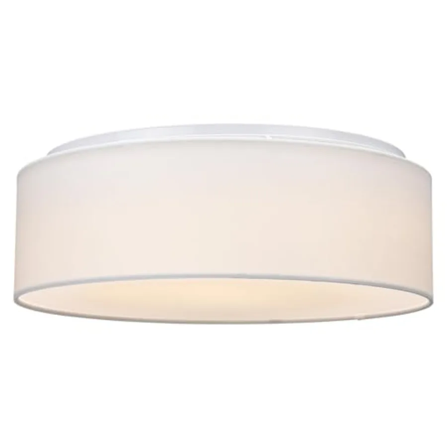 Flush Mount Ceiling Light - 15.75" Diameter Drum Lamp Shade 22w LED Fixture for Bedroom, Living Room, Kitchen, Hallway Lighting