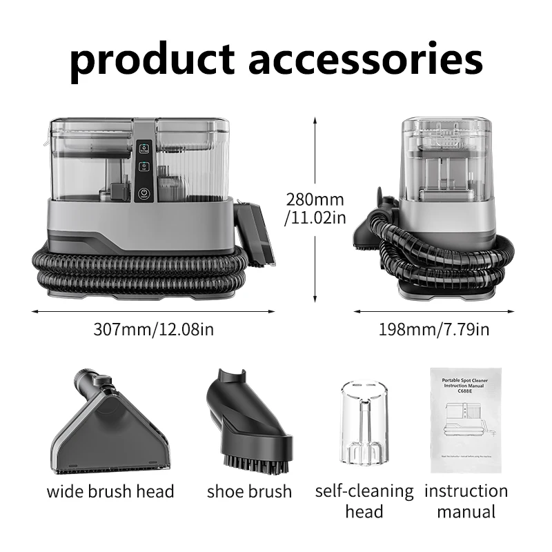 C688 Household Portable Wet and Dry Carpet Vacuum Cleaner Handheld Washing for Car Sofa Pet Hair Spot Carpet Cleaning Machine