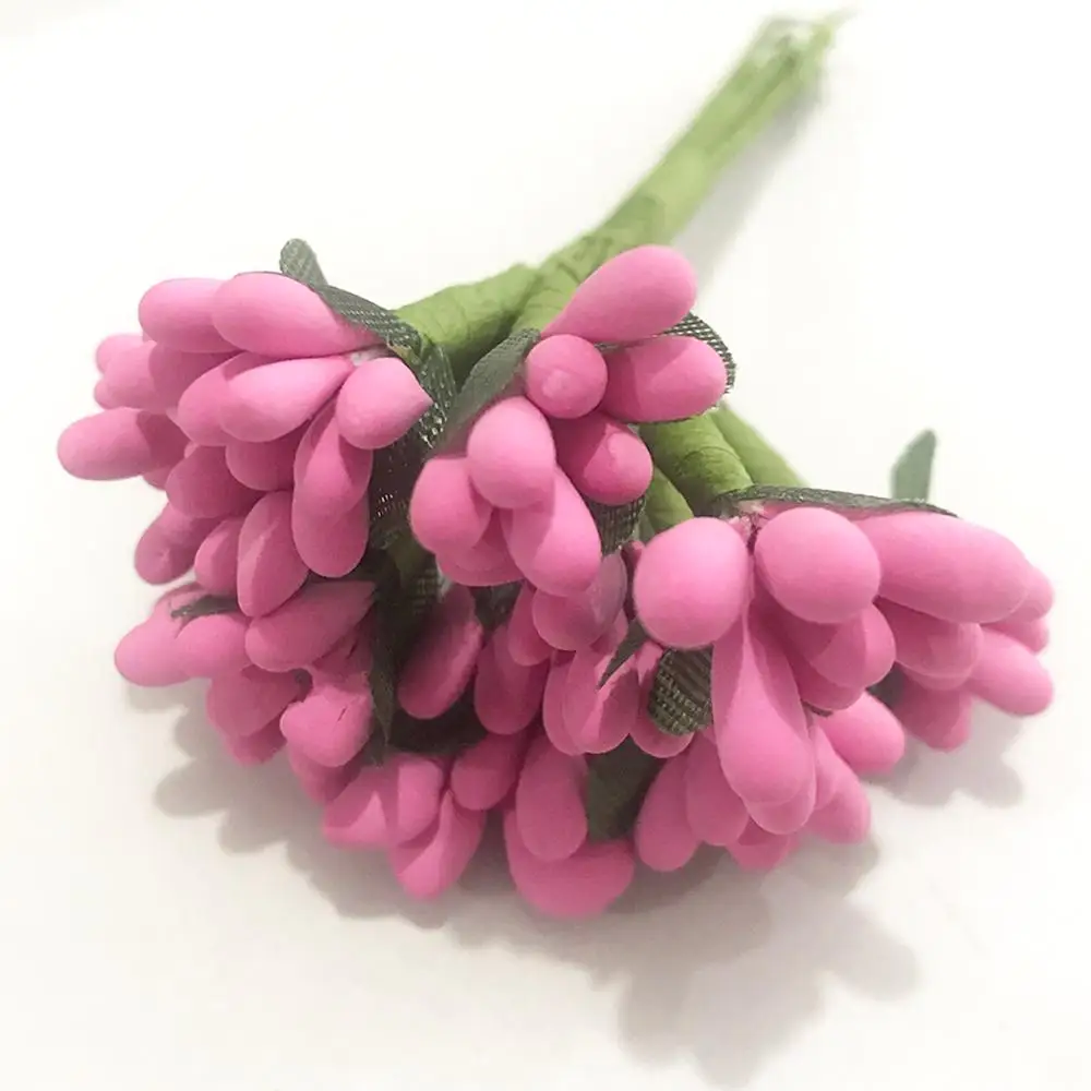 6/10/12/20/25/200pcs Mixed Rose Red Flower Cherry Stamen Berries Bundle DIY Christmas Wedding Cake Gift Box Wreaths Decor