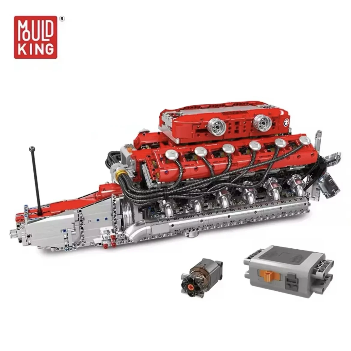 Mould King 10169 Technical Automobile V12 Engine Model Building Blocks Supercar Gasoline Engine Kits Toy Collection Gift