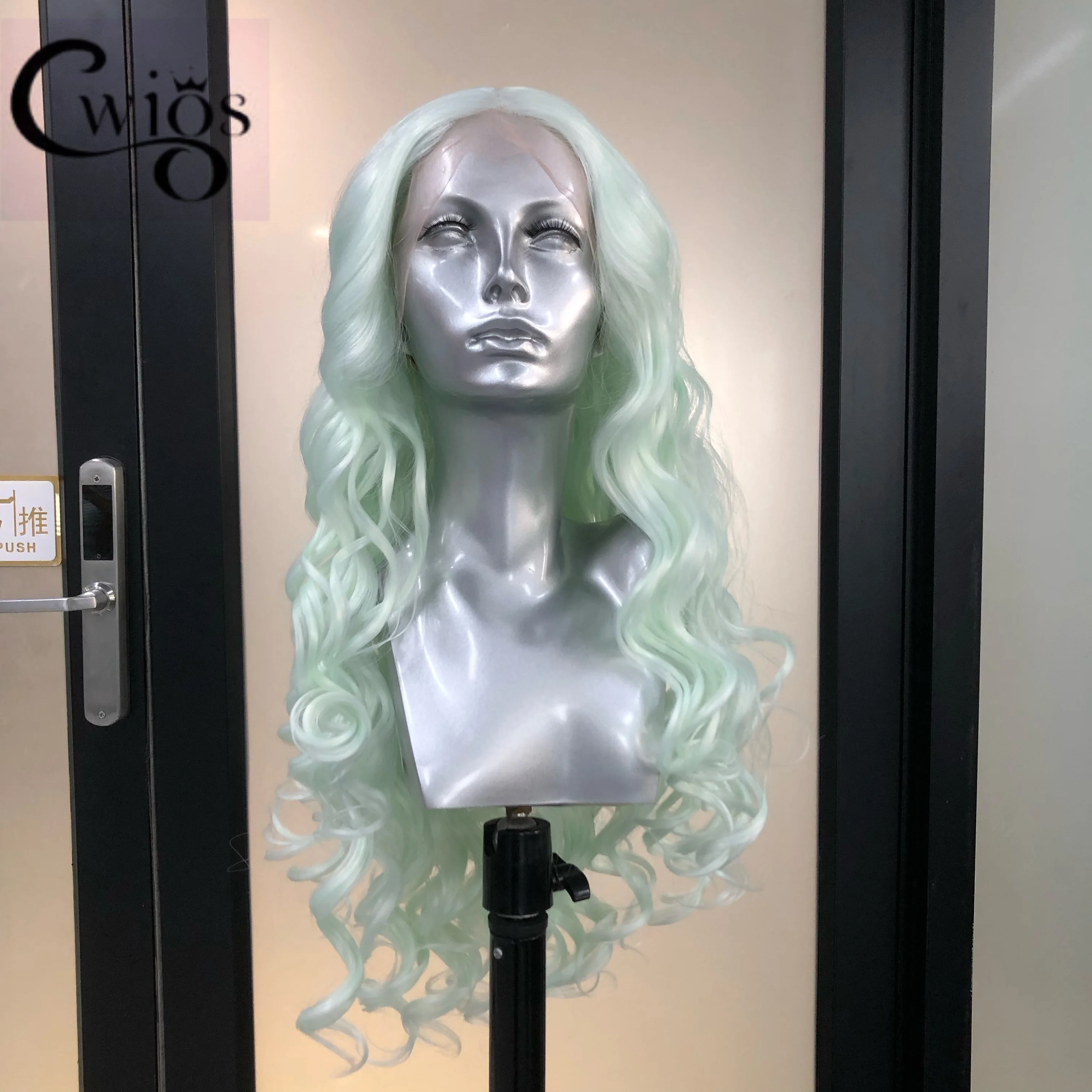 CWIGS Cospaly Light Green Wig For Wig Glueless Wig Synthetic 13×4 Lace Front Wigs High Quality High Temperature Resistance