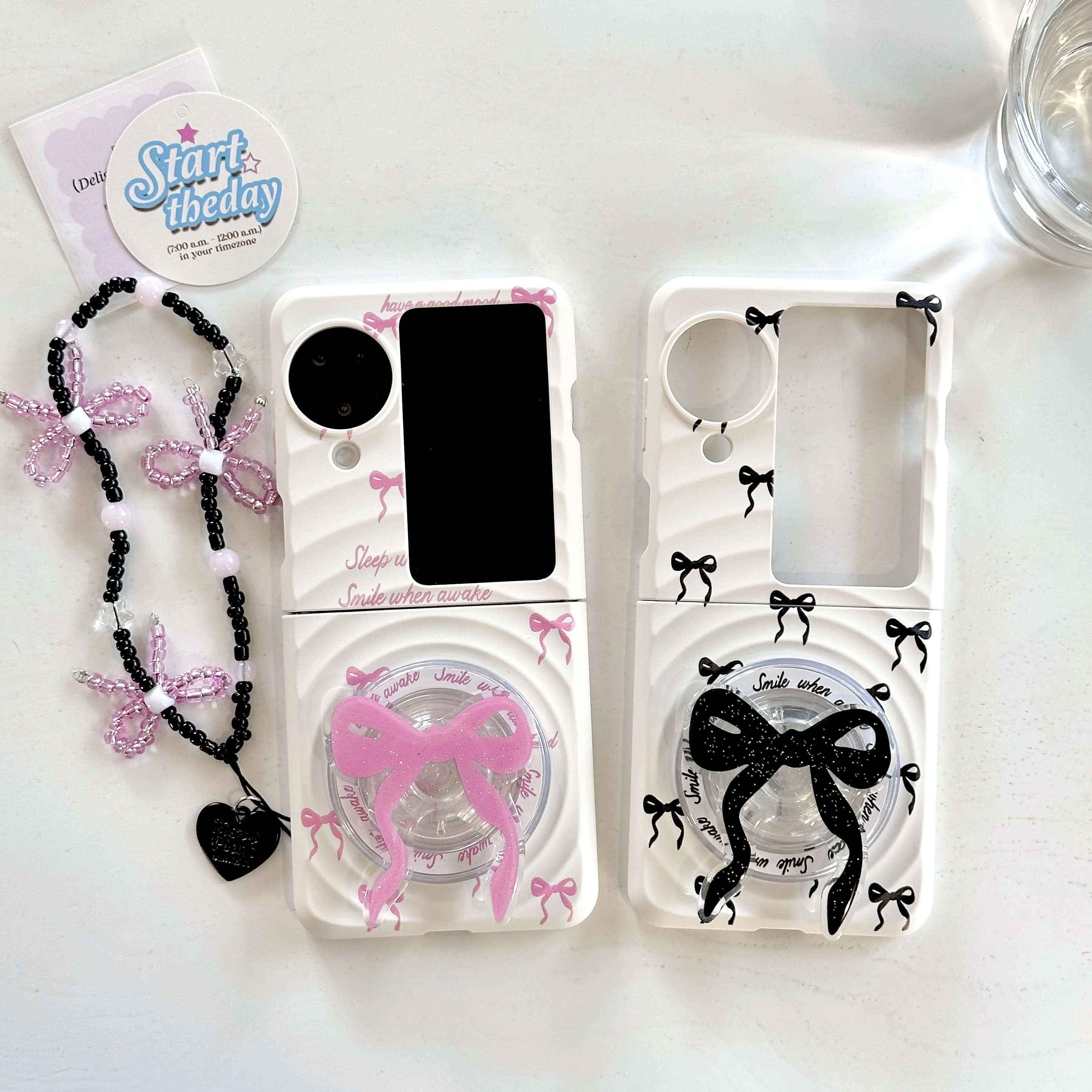 

Back Cover For OPPO Find N3Flip Case Big Bowknot Magnetic Attraction Bracket Bracelet Chain Hard Pc Shockproof Phone Case