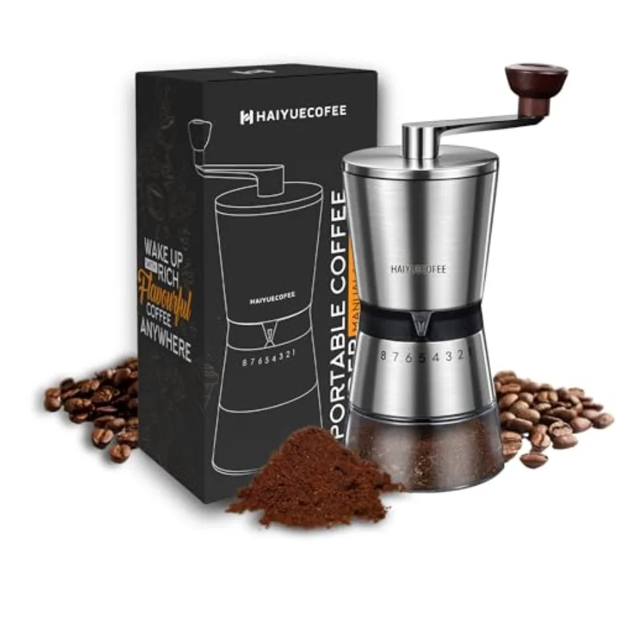 

Ручная кофемолка с 8 регулируемыми степенями помола, с керамическими жерновами, для эспрессо и френч-пресса