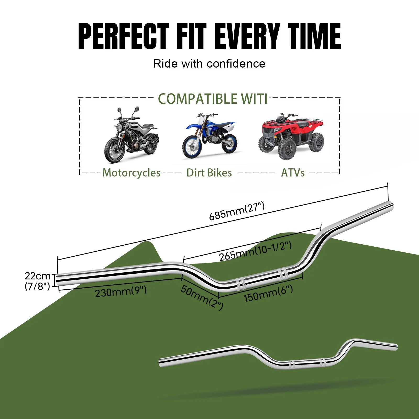 7/8 "22 مللي متر مقود المقتفي سحب المقود كروم لهوندا CB 125 200 250 500 #2