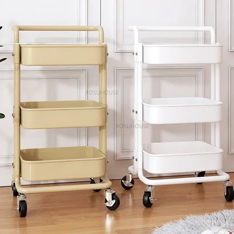 Modern Metal Kitchen Trolleys For Home Furniture Auxiliary Cart Household CreativeDesign Multilayer Move Kitchen Storage Carts g