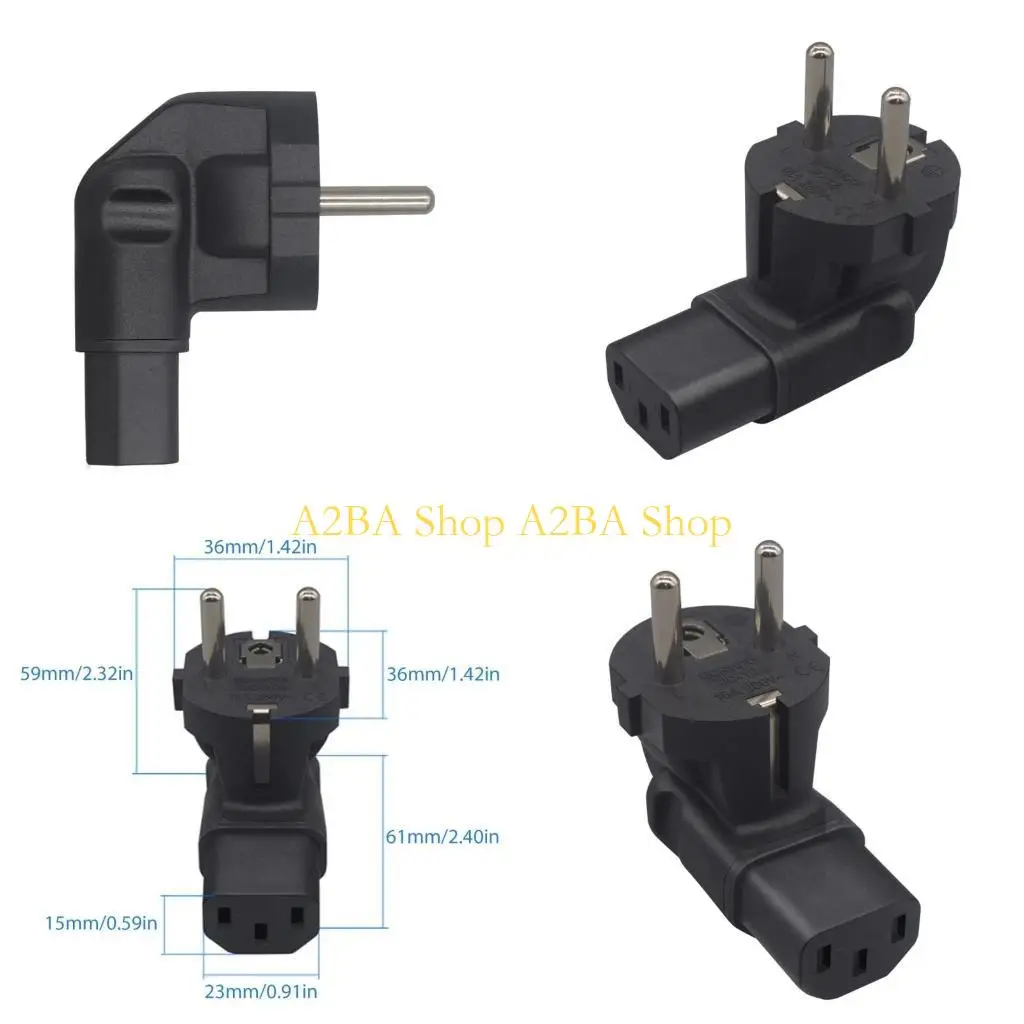 A2BA 90 Degree EU4.8 Europe 2 Prong to C13 Plug Power Adapter for Standard Computer Power Adapter (EU4.8mm Europe to C13