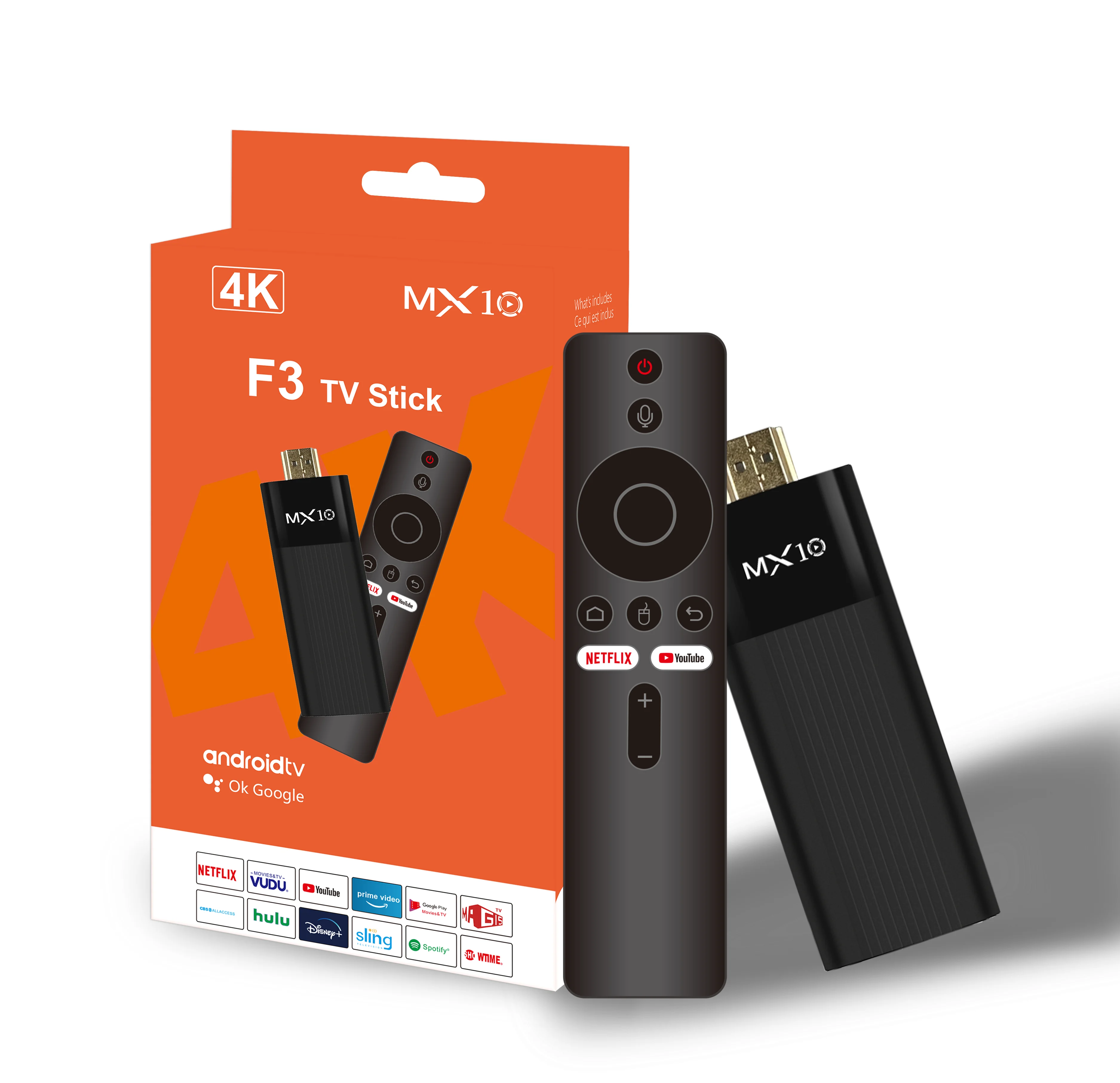 Mini Android 4K TV Stick MX10-F3 Allwinner H313 Quad Core Ultra HD Dual Band WiFi 2.4G 5G 2GB 16GB Portable Home Streaming Stick