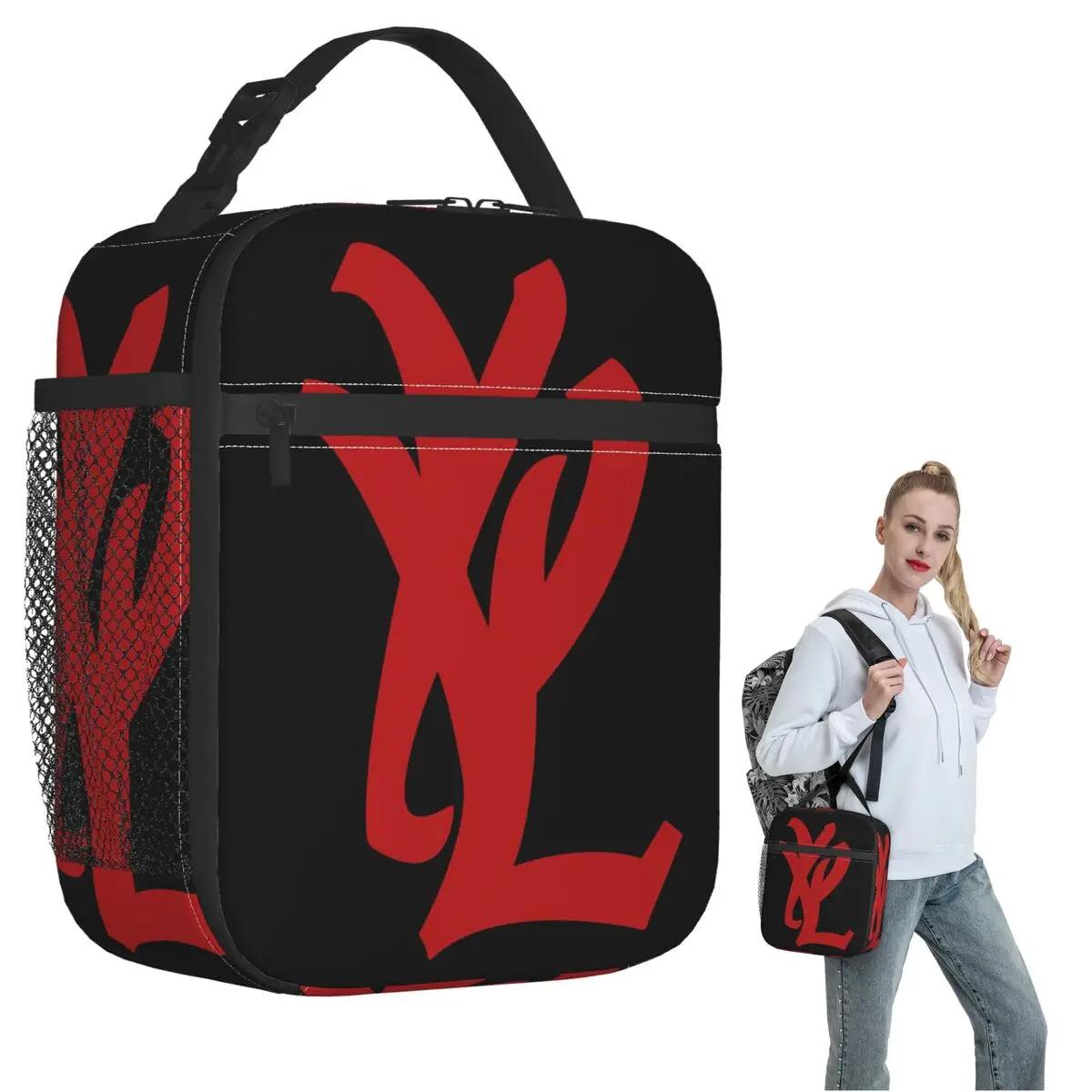 Rapper Playboi Carti YVL Red Logo Insulated Lunch Bag for Women Kids Leakproof Food Boxes Thermal Lunch Box Tote