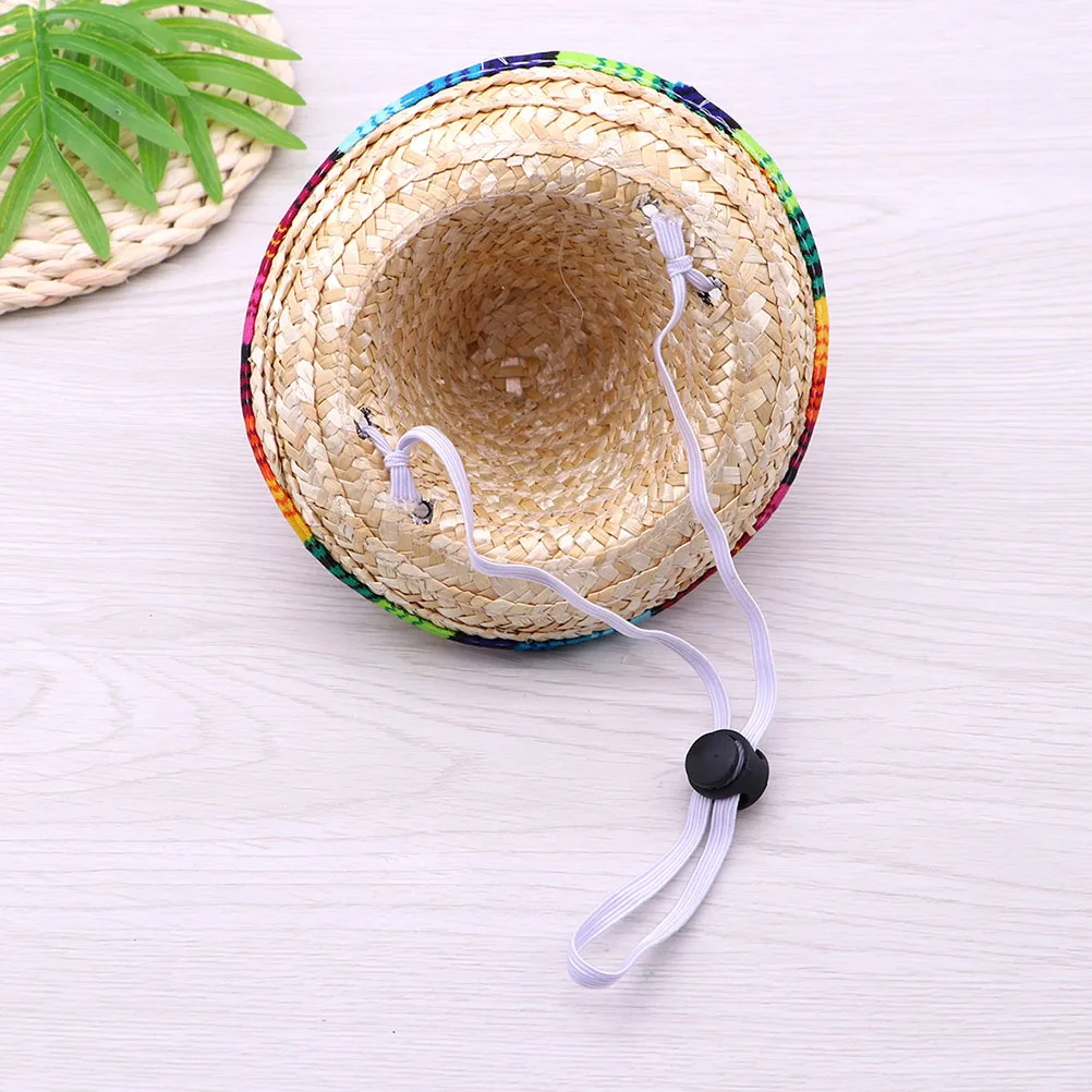 

Dog Sombrero Hats Pet Puppy Mexican Party Supplies Colorful Brim Straw Woven Birthday Photography Prop Small Dog Accessories