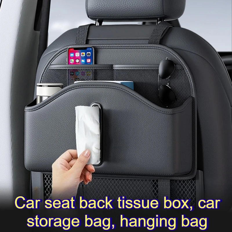 

Multi-functional Car Seat Back Organizer Hanging Storage Bag with Tissue Box Cup Holder for Auto Interior Travel Accessories
