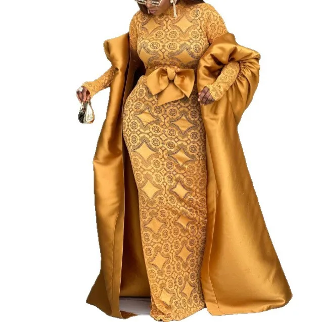 

Африканские платья Dashiki больших размеров для женщин: элегантное весенне-летнее африканское платье макси с длинными рукавами и кружевом, кафтан, мусульманская абайя