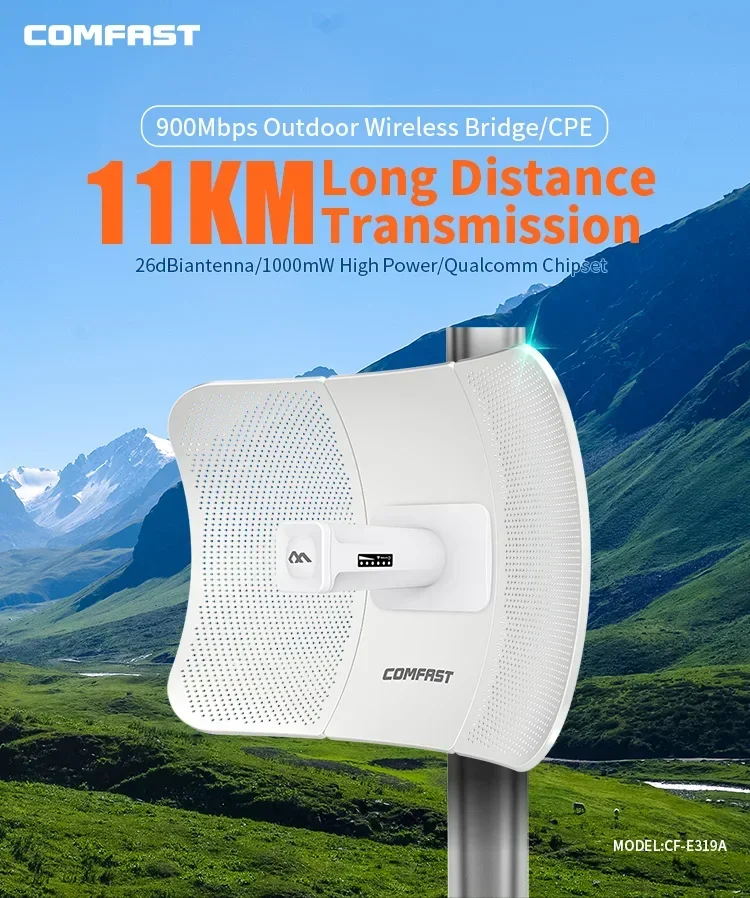 COMFAST long range 900Mbps CF-E319A high power network bridge 5.8GHz wireless bridge wireless outdoor cpe