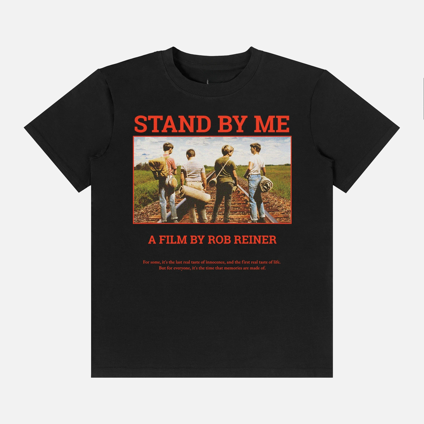 Black Stand By Me 1986 Retro 80 Movie Graphic Tee Cotton Mens Womens T-Shirt Streetwear