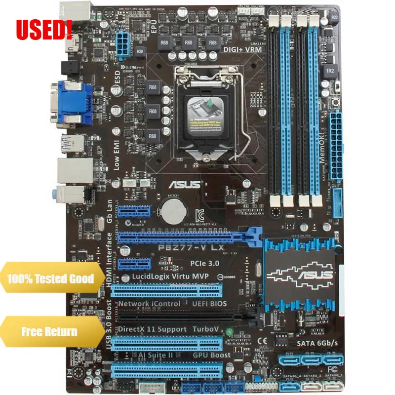 

База Placa ASUS P8Z77-V LX LGA 1155 DDR3 i3 i5 22/32 нм Процессор USB3.0 32 ГБ SATA3 VGA HDMI