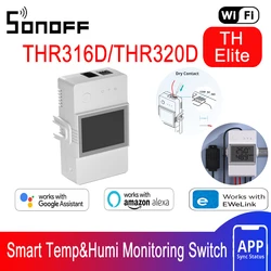 SONOFF TH Elite 16A/20A Temp&Hum Monitoring Switch WiFi Smart Switch Smart Home THR316D/THR320D WorkS With WTS01/ RL560/THS01