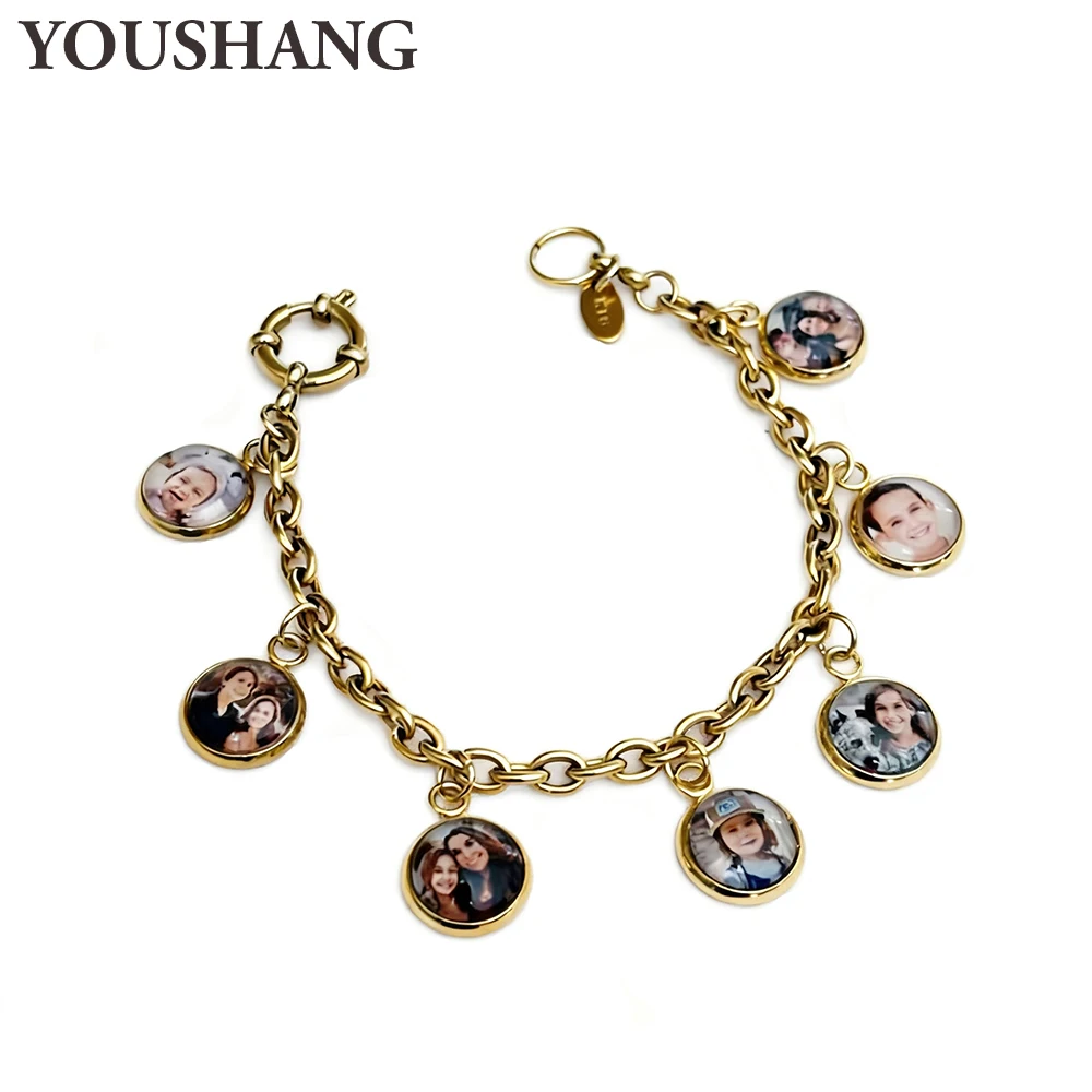 Персонализированный фотобраслет из нержавеющей стали, подвеска с семейным портретом, идеальный подарок матери, рождественские украшения, подарок