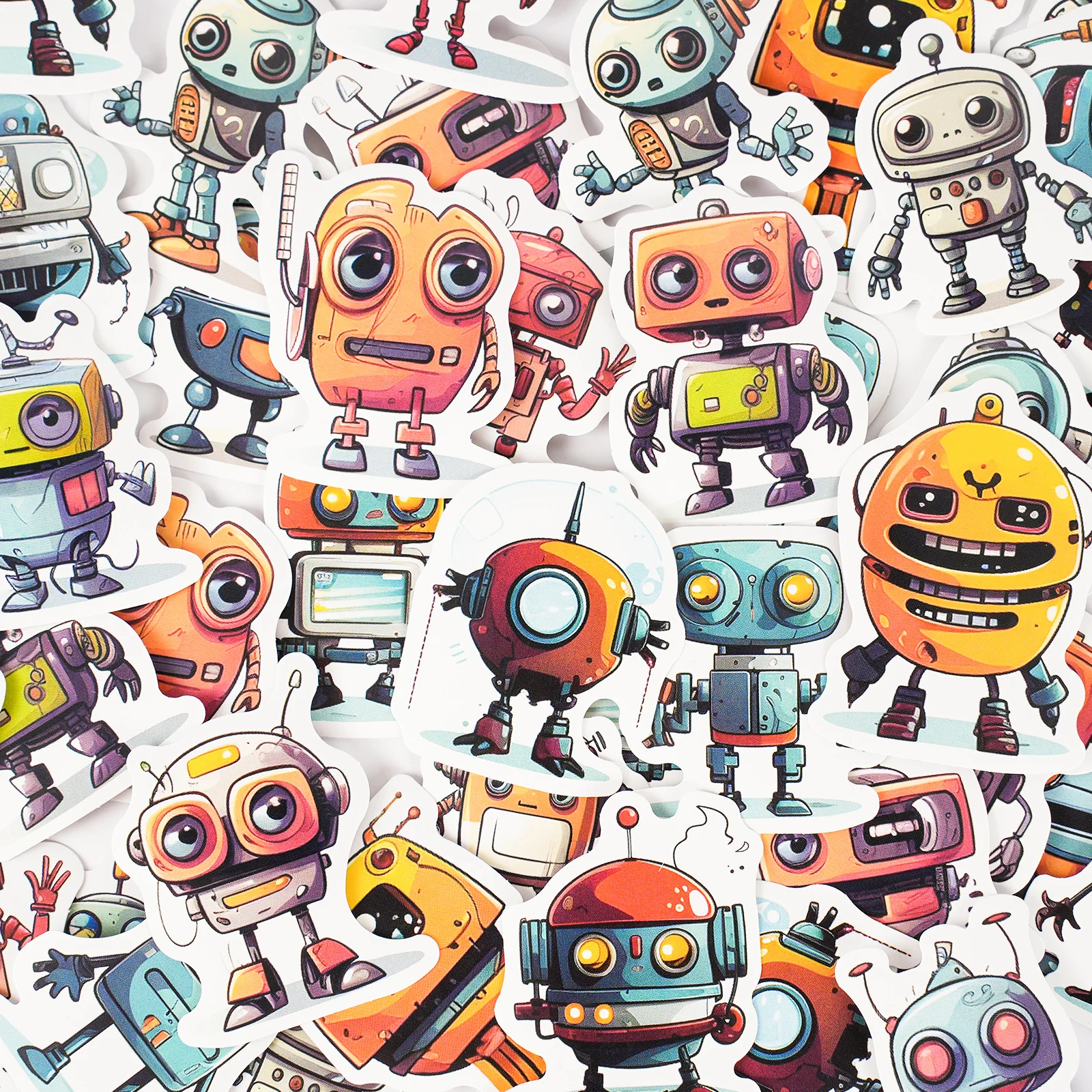 30pcs Mechanical Heart Stickers Set Mini Cartoon Robot Diary Album Decoration Adhesive Gift Seal A7593