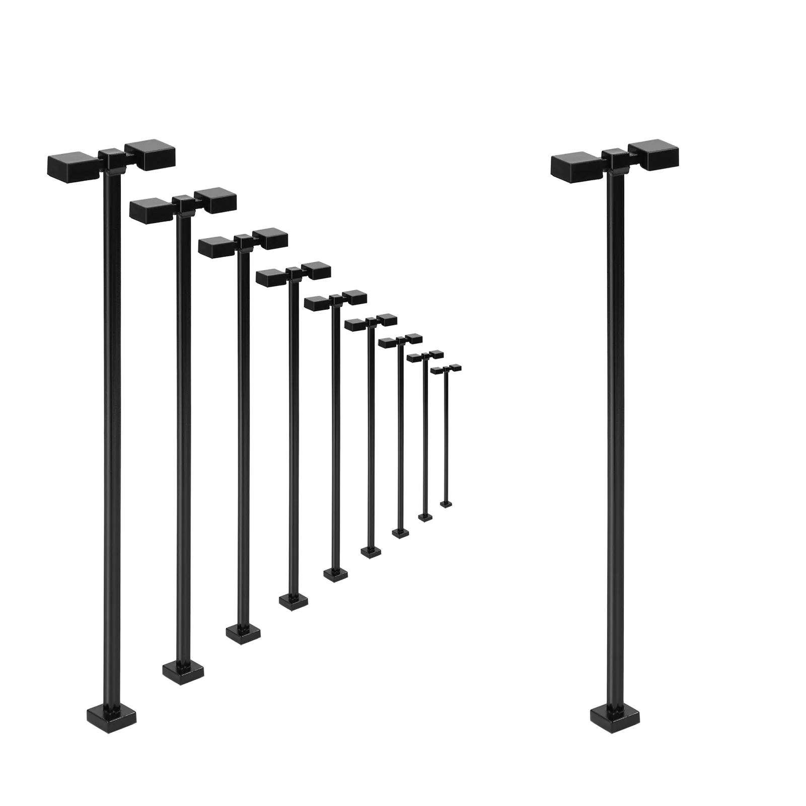 Evemodel 10pcs HO Scale 1:87 Metal Lamp Bright White LED Two-Heads Street Lights 9cm Black Pole LM04HOW