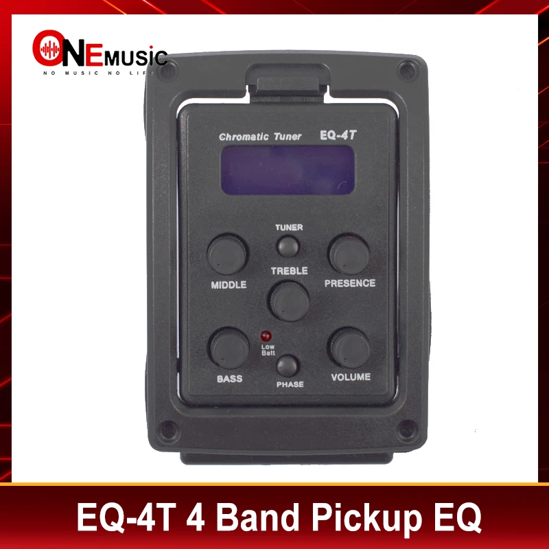 New EQ-4T 4 Band Pickup EQ Preamp with Tuner For Acoustic Guitar