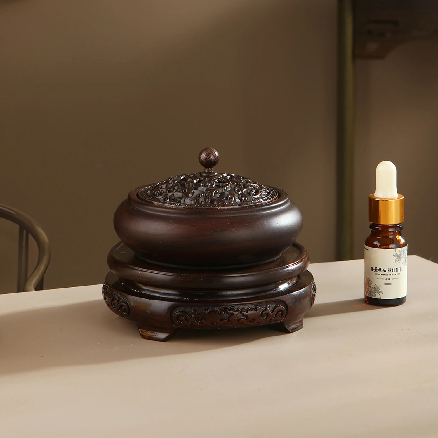 220V Electronic Incense Burner Bronze Essential Oil Burner Timing Adjustable Temperature Sandalwood Agarwood Incense Burner