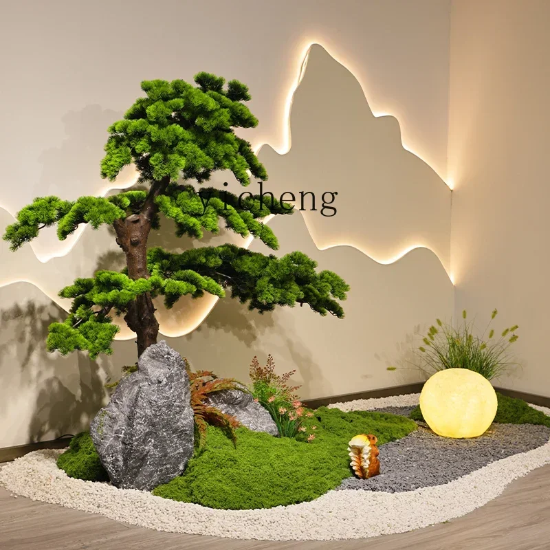 u18landscaping under the stairs simulation entrance large ornaments villa courtyard floor landscape