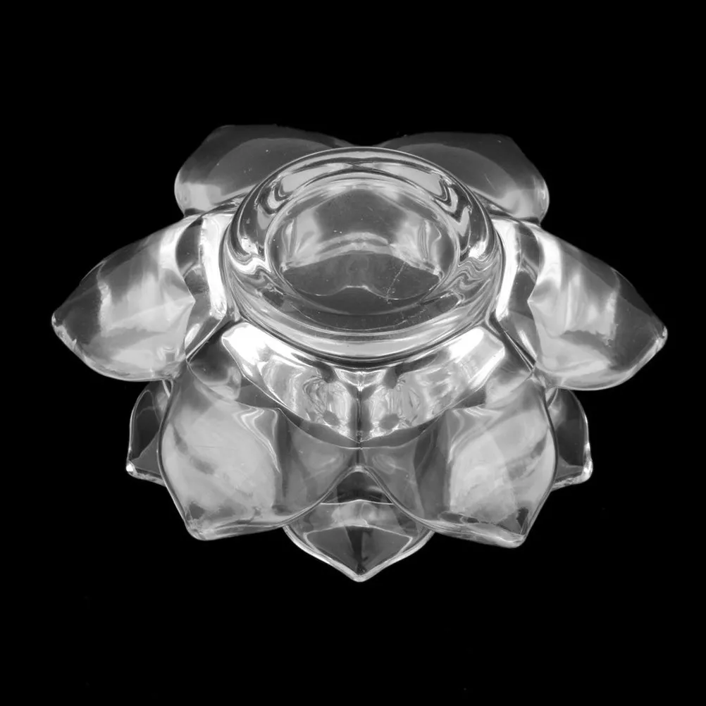 Premium Heat Resistant Glass Lotus Tealight Holder Clear Transparent Elegant Decor for Living Room Bedroom Office Tea
