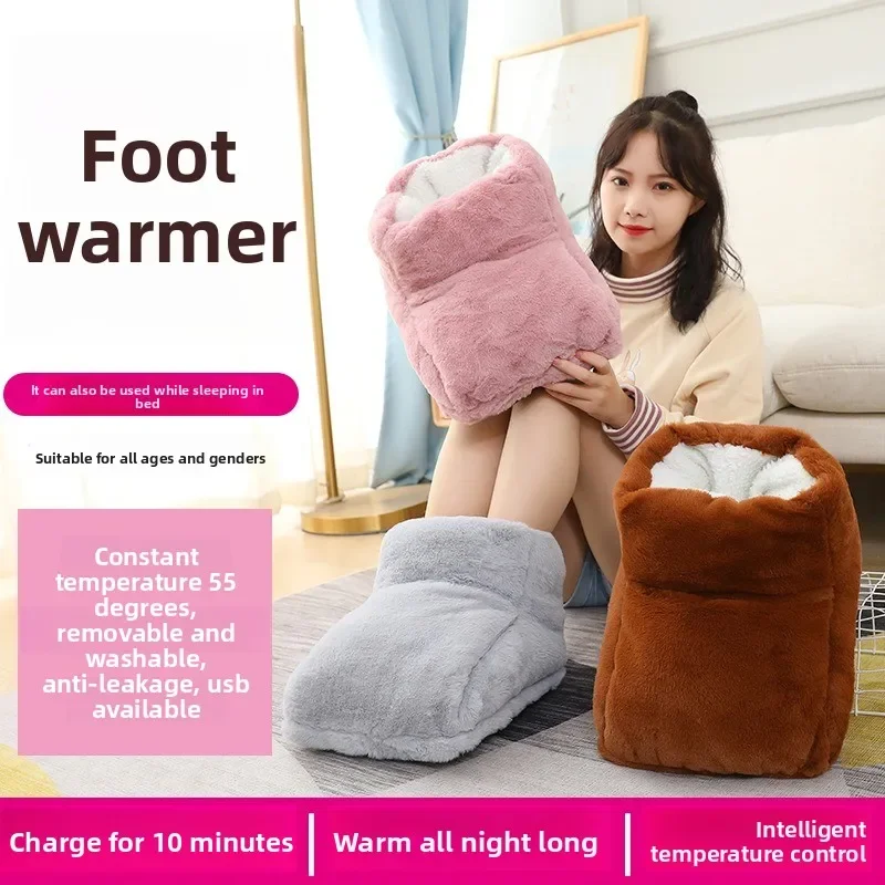 

Электрическая грелка для ног с USB-подогревом, высокая, с кроличьим мехом, для офиса и дома, грелка-бутылка для горячей воды, нагревательный коврик