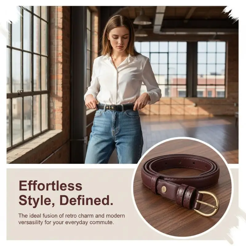 Soft Brown Summer Belt Minimalist Scratch-Resistant Versatile Waistband for Western Pants Office Commute