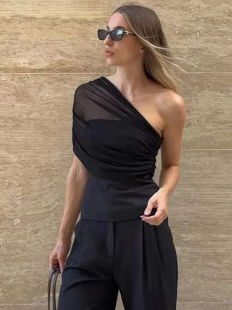 

Женские топы-майки Whatiwear: сексуальные, с драпировкой, открытыми плечами, шикарные, простые, с сетчатыми вставками, с одним рукавом, трендовые, летние, для вечеринок, уличный стиль