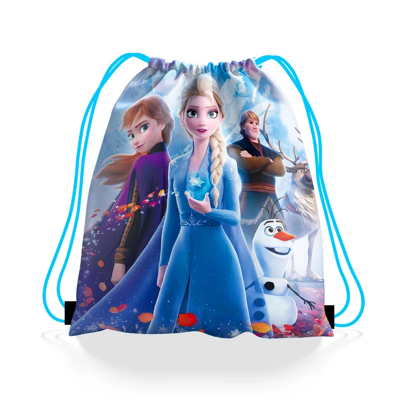 Disney Anime Frozen Borsa con coulisse in tessuto non tessuto Kawaii Elsa Anna Bundle Pocket Regali per cartoni animati Borsa portaoggetti Regali