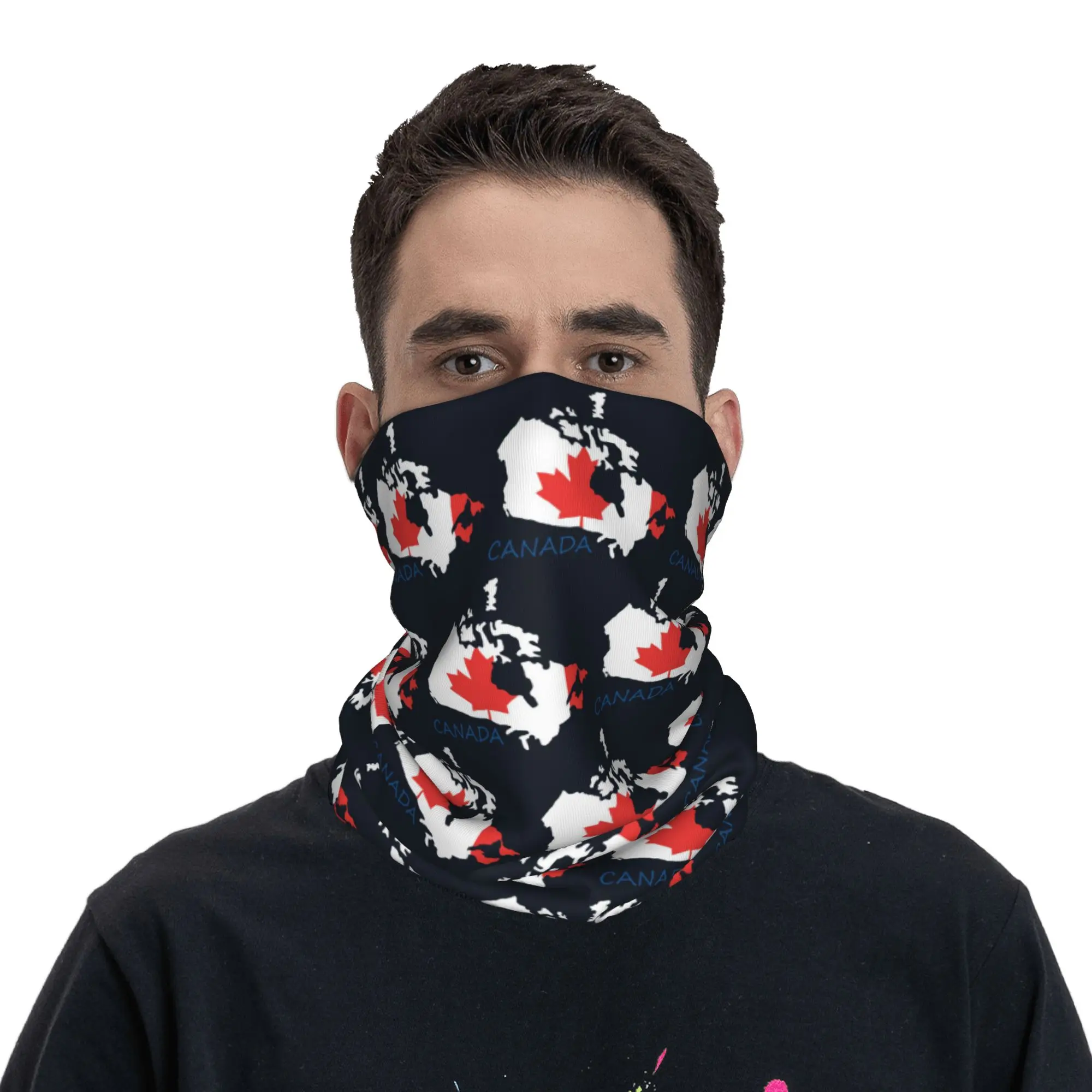 

Canadian Maple Leaf Striped Bandana Neck Gaiter Printed Wrap Scarf Cycling Scarf Outdoor Sports for Men Women Adult Windproof