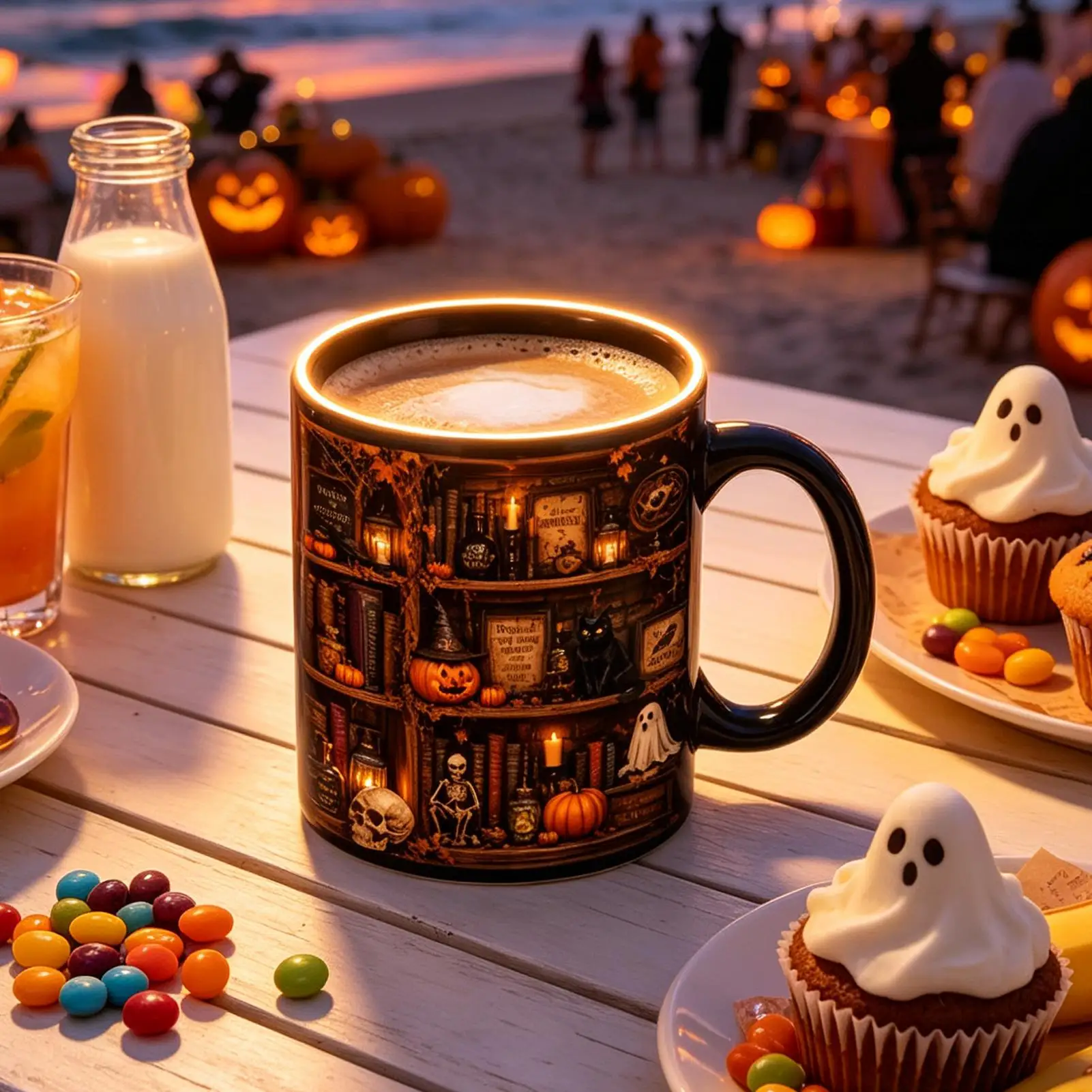 Halloween Book Mug Painted Book Coffee Cup Tea Mug Drinkware Tumbler Funny Decor Desk Accessories For Readers Birthday