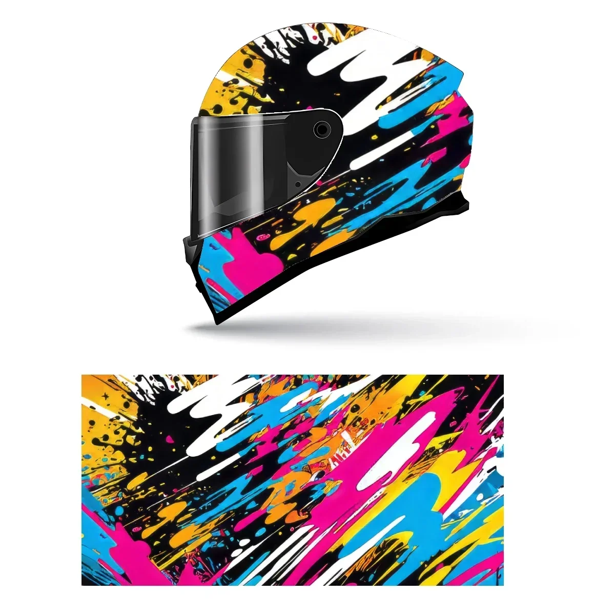 

Colored Square Spiral Full Helmet Wrap Sticker Motorcycle Helmet Racing Graphic Decal Vinyl Wrap Helmet Decorative Sticker