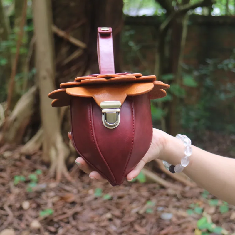 Bolso ligero de un hombro con cuerpo cruzado portátil de cuero encerado con aceite de bellota a la moda