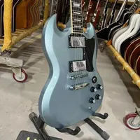 Free Shipping 6 String Metal Sky Blue Electric Guitar Peach Blossom Heart Xylophone Body with HH Pickup Fixed Bridge
