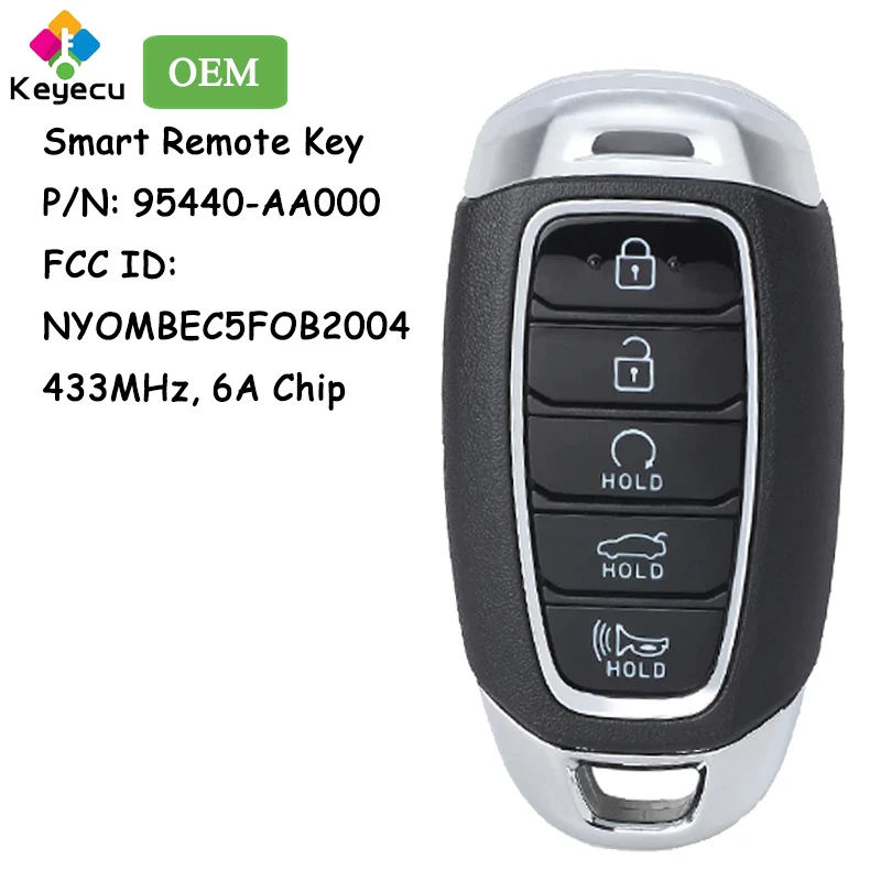 

KEYECU OEM Keyless Go Smart Remote Car Key With 5 Buttons for Hyundai Avante CN7 2020 2021 Fob 95440-AA000 FCC# NYOMBEC5FOB2004