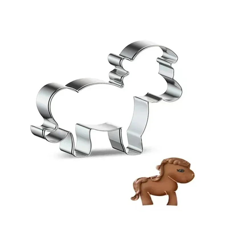 New Horse Cowboy Cookie Cutter Mould Stainless Steel Pony Horseshoe Cowboy Shapes Biscuit Mold Fondant Pastry Decor Baking Tools