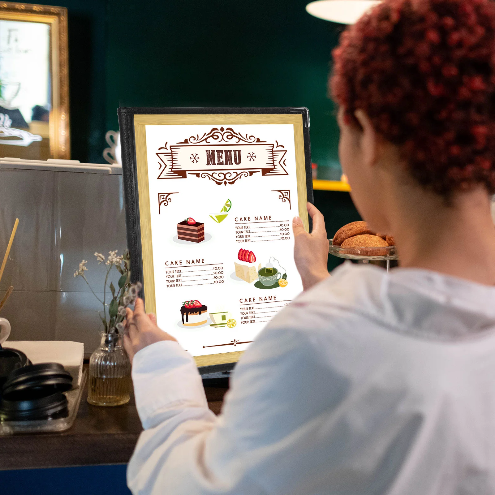 Menu Shelf Loose Leaf Recipe Book Man The Pvc Restaurant Holder Transparent Cover