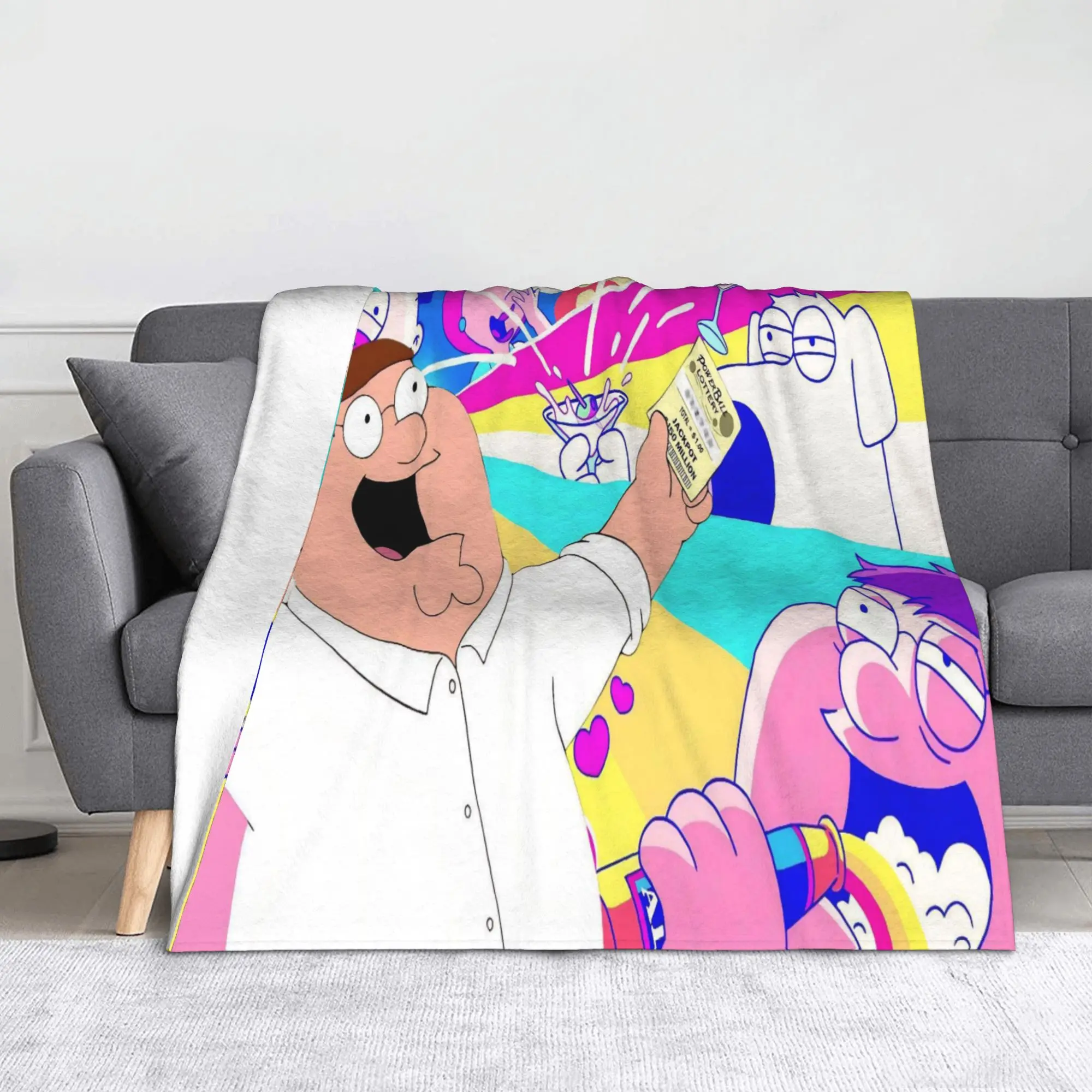 Familys Guys Anime Blankets Fleece Autumn/Winter Peter Multi-function Lightweight Throw Blanket for Home Travel Quilt