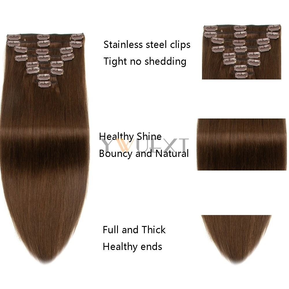 Clip in Menselijk Haar 7 stks/set Machine Remy Natuurlijke Clip Menselijk Haarverlenging 12 "-24" inch Echte Natuurlijke Clip Op 50G-120G