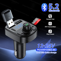 Car Charger Bluetooth FM Transmitter MP3 2USB Fast Charging Digital Display Car Mobile Phone Adapter UDisk Super Quick Charger