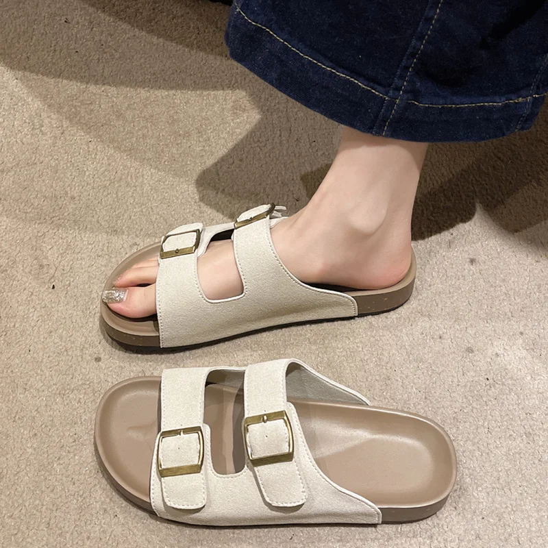 Beach Shoes Big Size Slippers Flat Slides Sabot Retro Shoes Woman 2024 Big Size Slippers Flat Shale Female Beach Sabot Slides